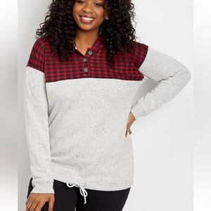 Maurices 3. Buffalo plaid tie front hoodie.